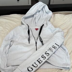 Guess Cropped White Hoodie